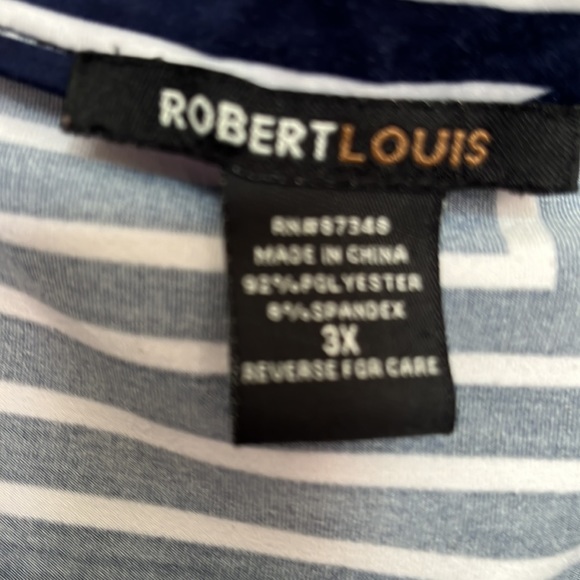 Blue and white striped sleeveless blouse - Picture 3 of 3